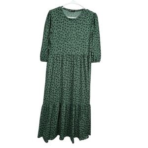 Zara Green Floral Midi Dress